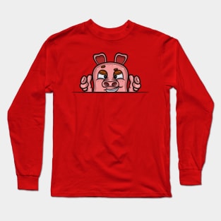 Pig Cartoon With Smug  Face Expression Long Sleeve T-Shirt